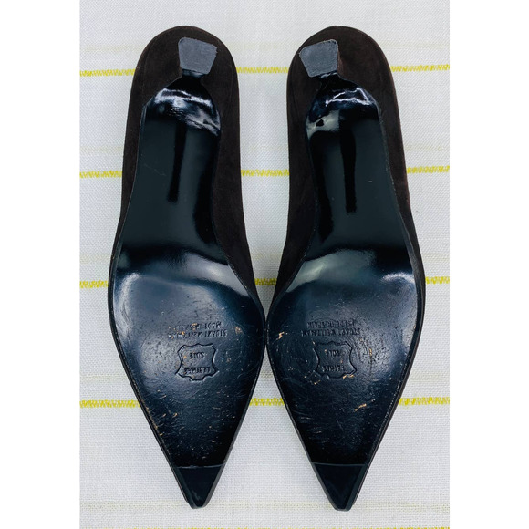 Stuart Weitzman Brown Suede Lace Up Point Toe Heels Women 9M Career Chic Luxe - Picture 11 of 11